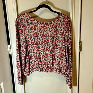 White ditsy floral blouse